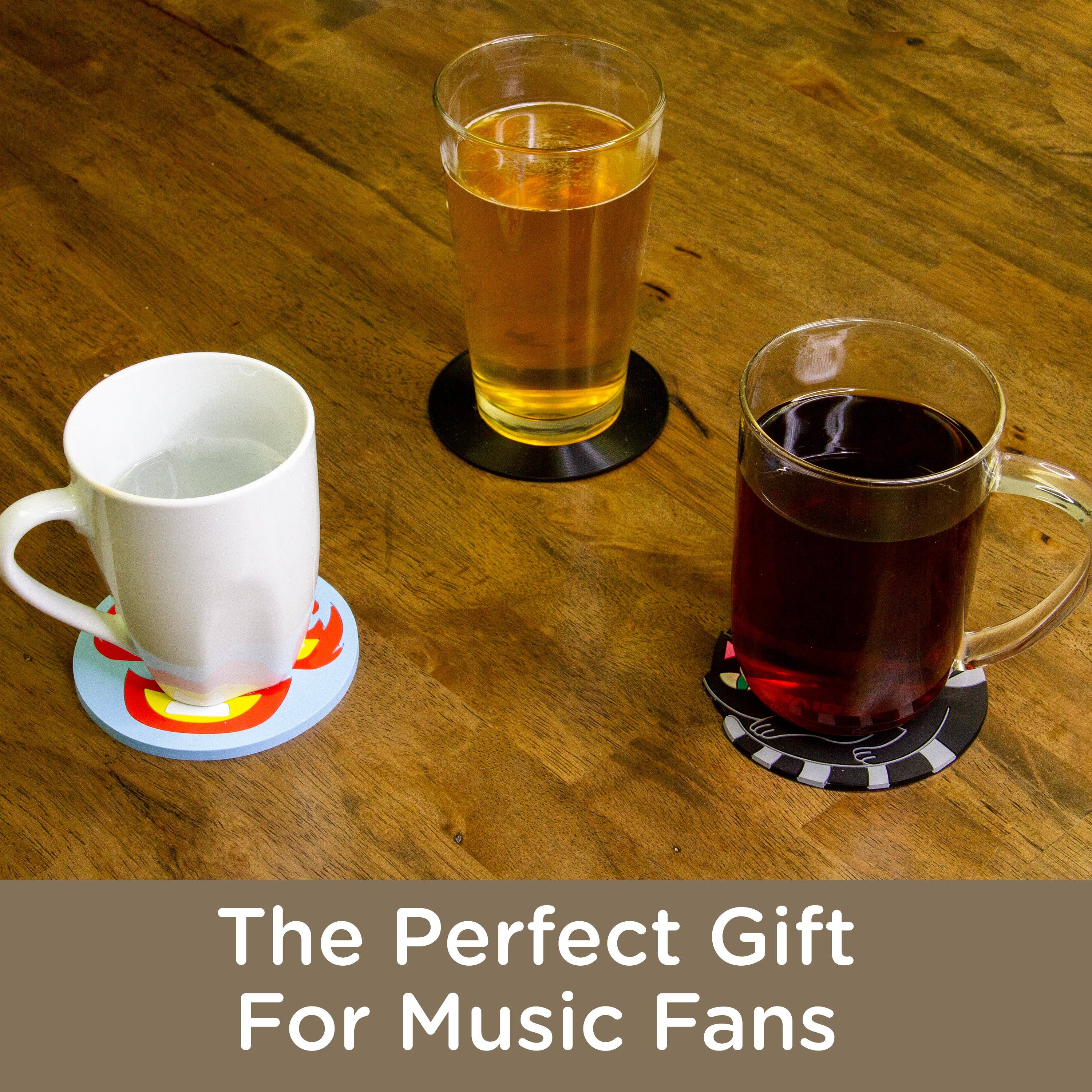 4 Record Coasters Set