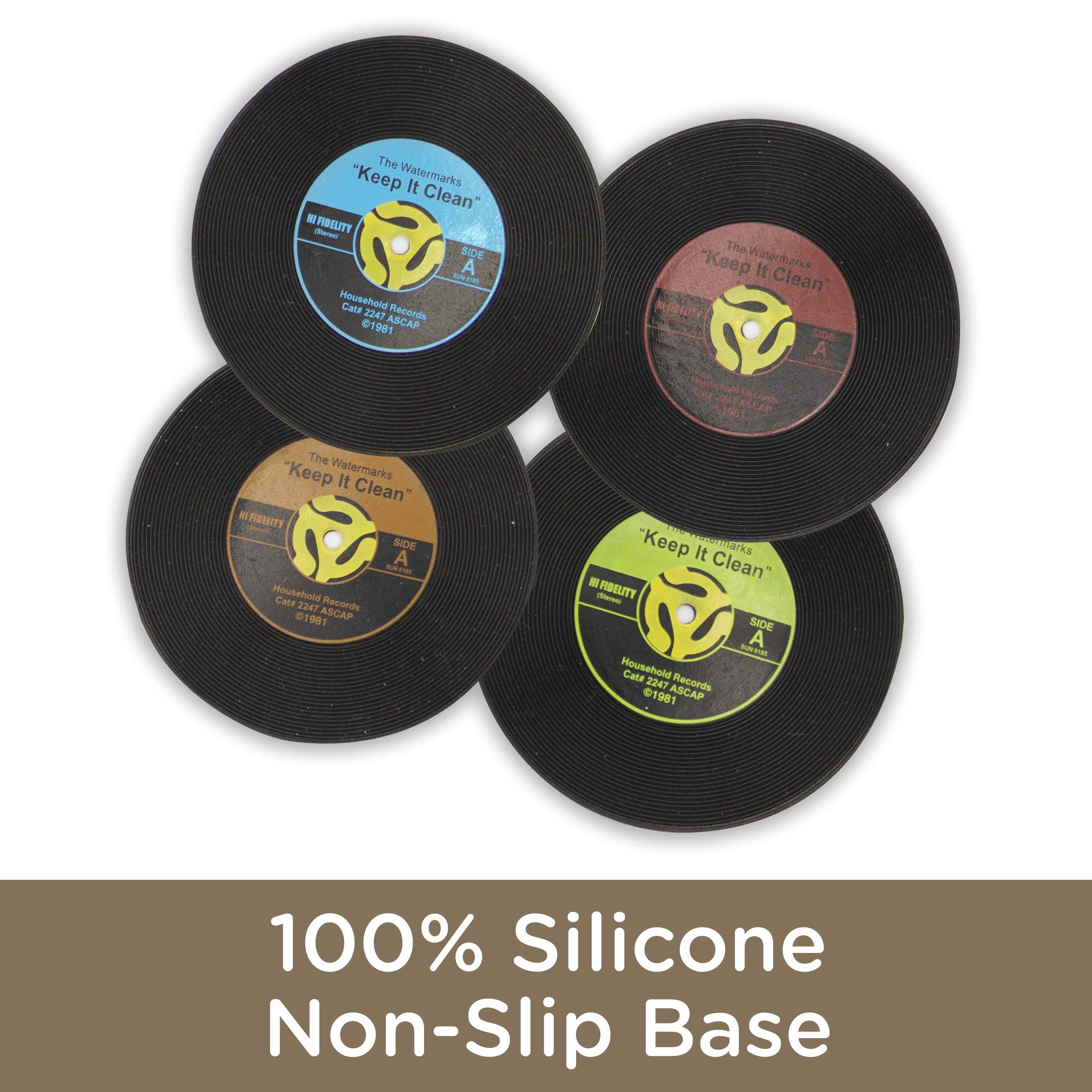 4 Record Coasters Set