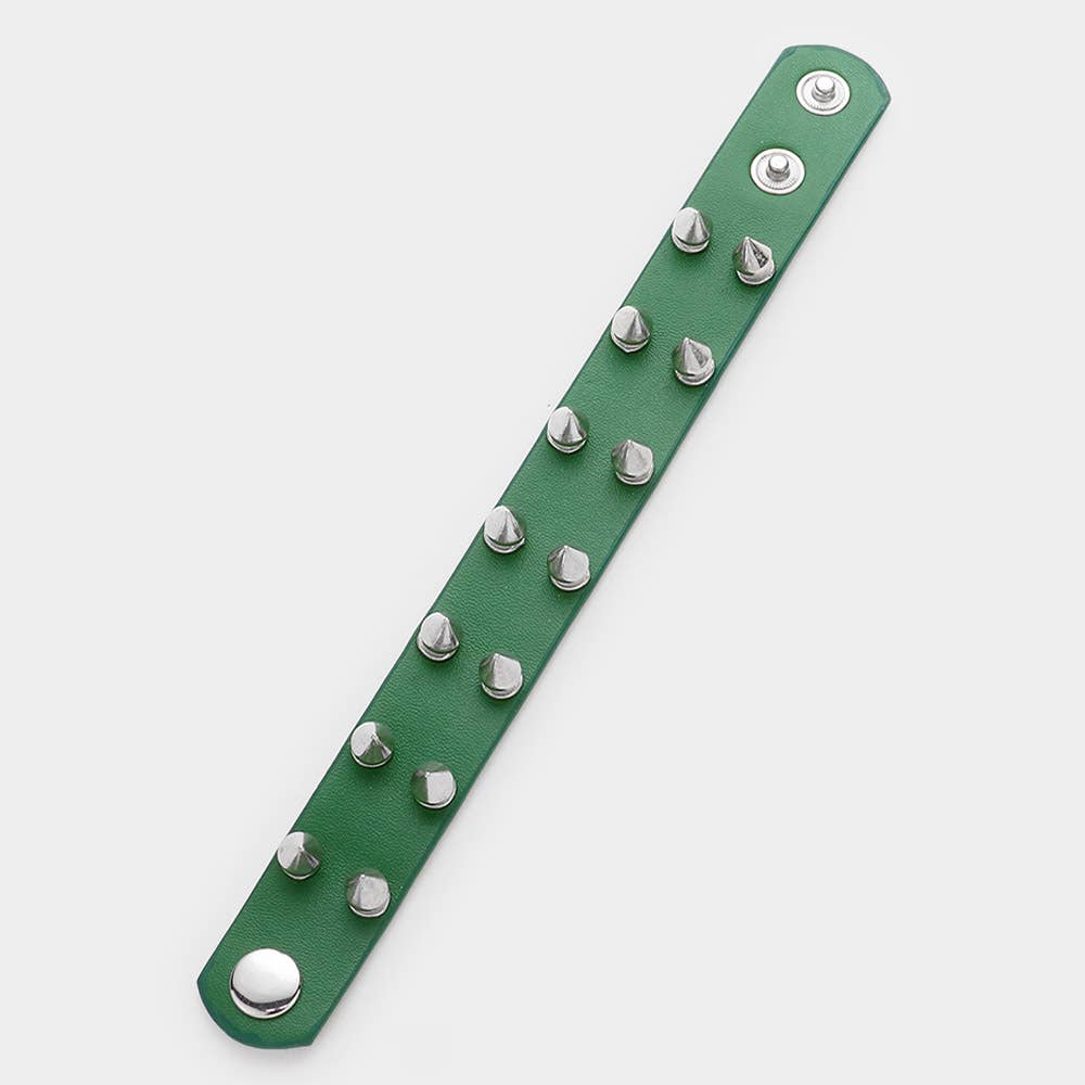 Spike Cone Studded Faux Leather Bracelet