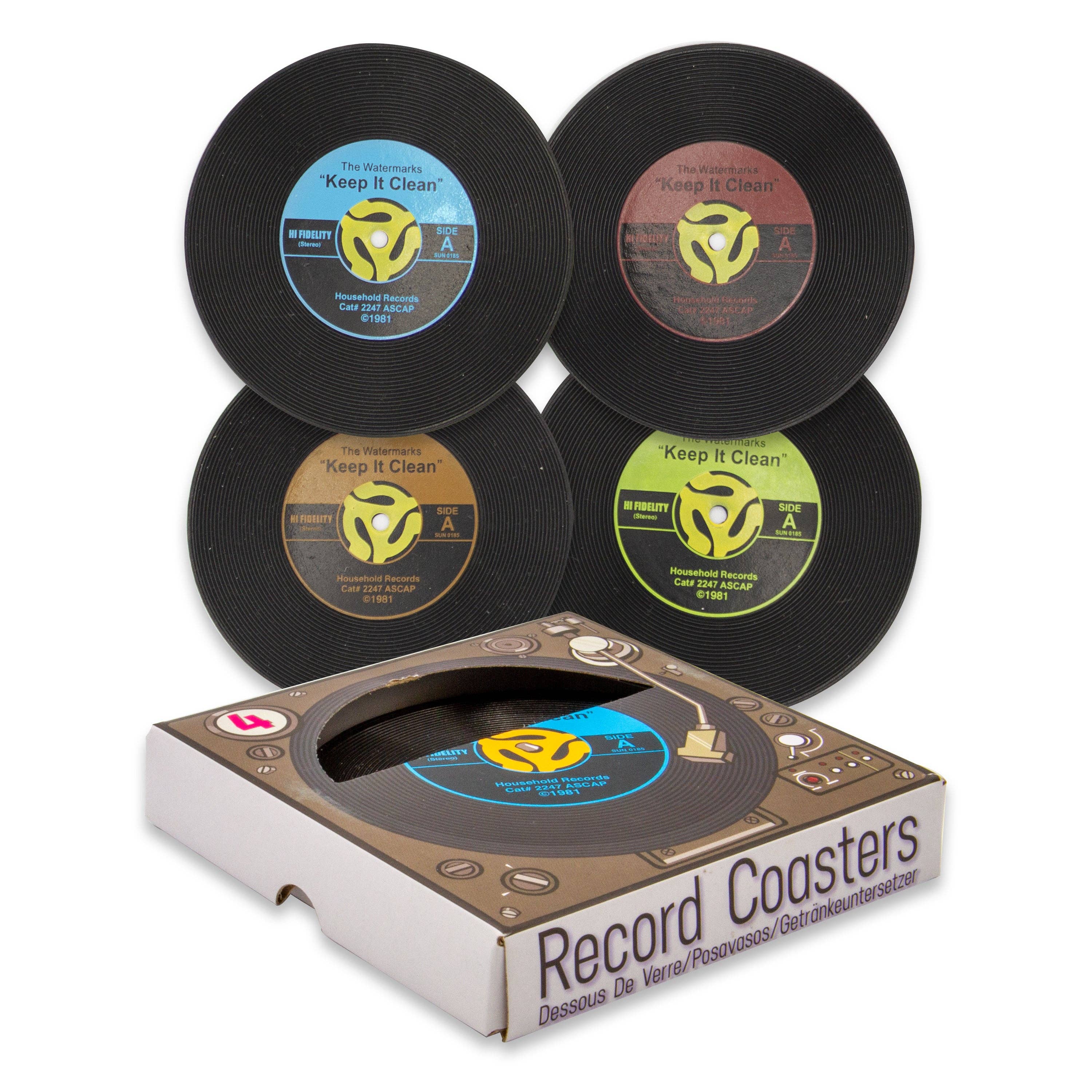 4 Record Coasters Set