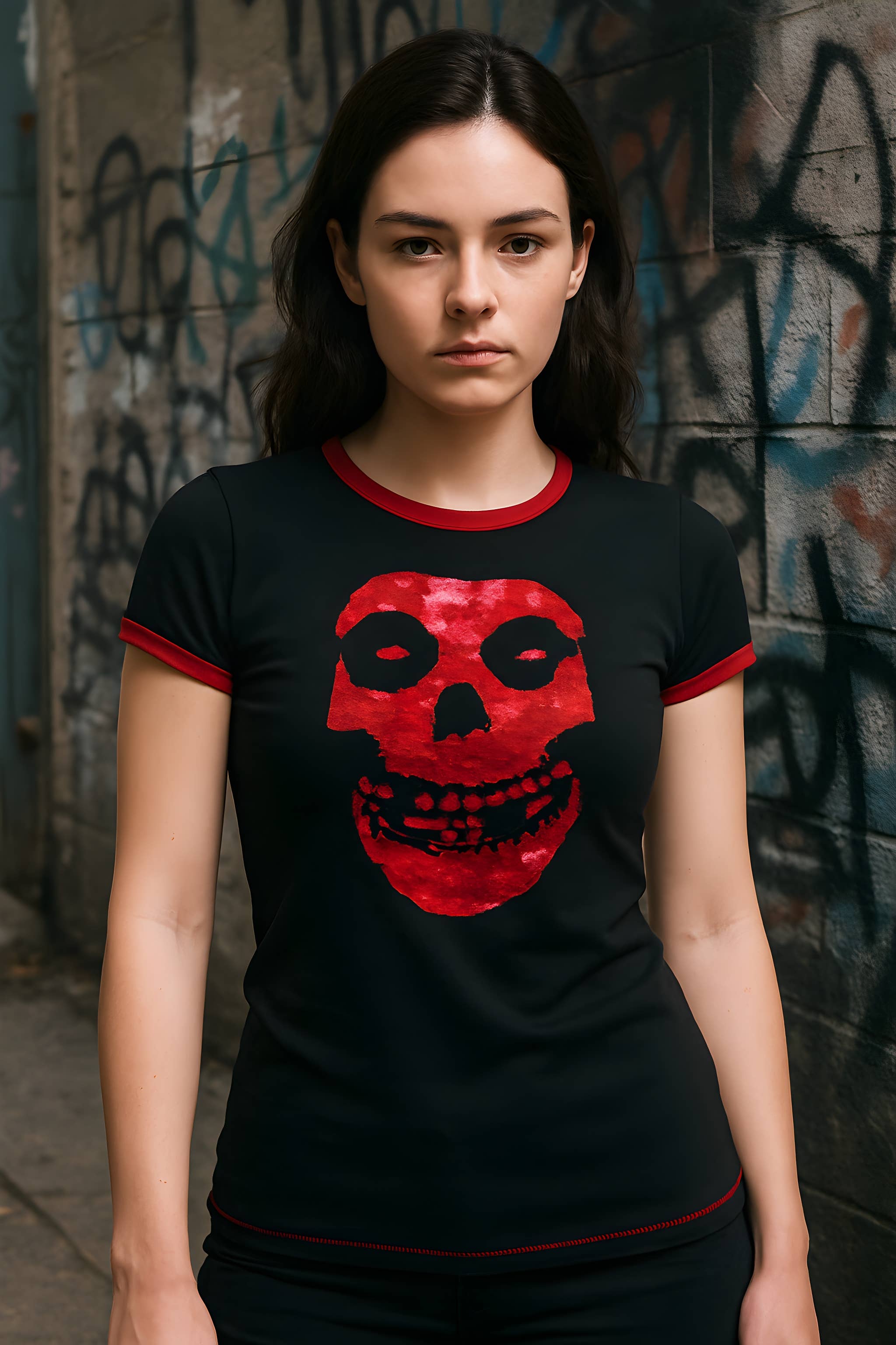 Misfits - Red Foil Skull Women's Juniors T Shirt