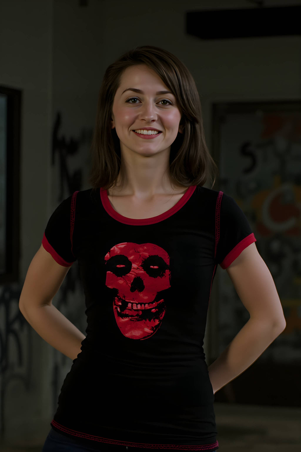 Misfits - Red Foil Skull Women's Juniors T Shirt