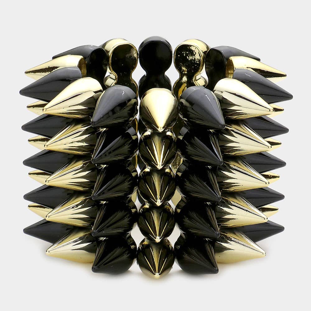 5-Row Spike Cone Stud Stretch Bracelet