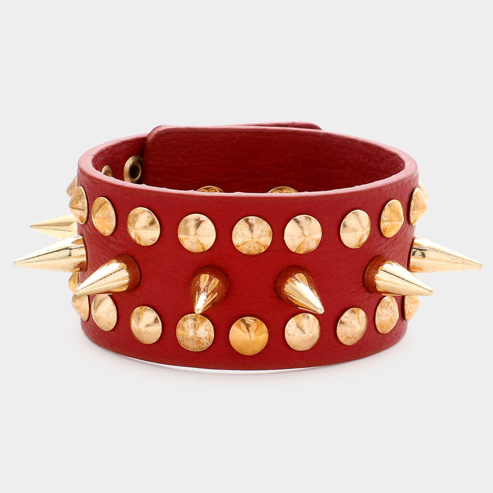 Spike Studded Leather Bracelet