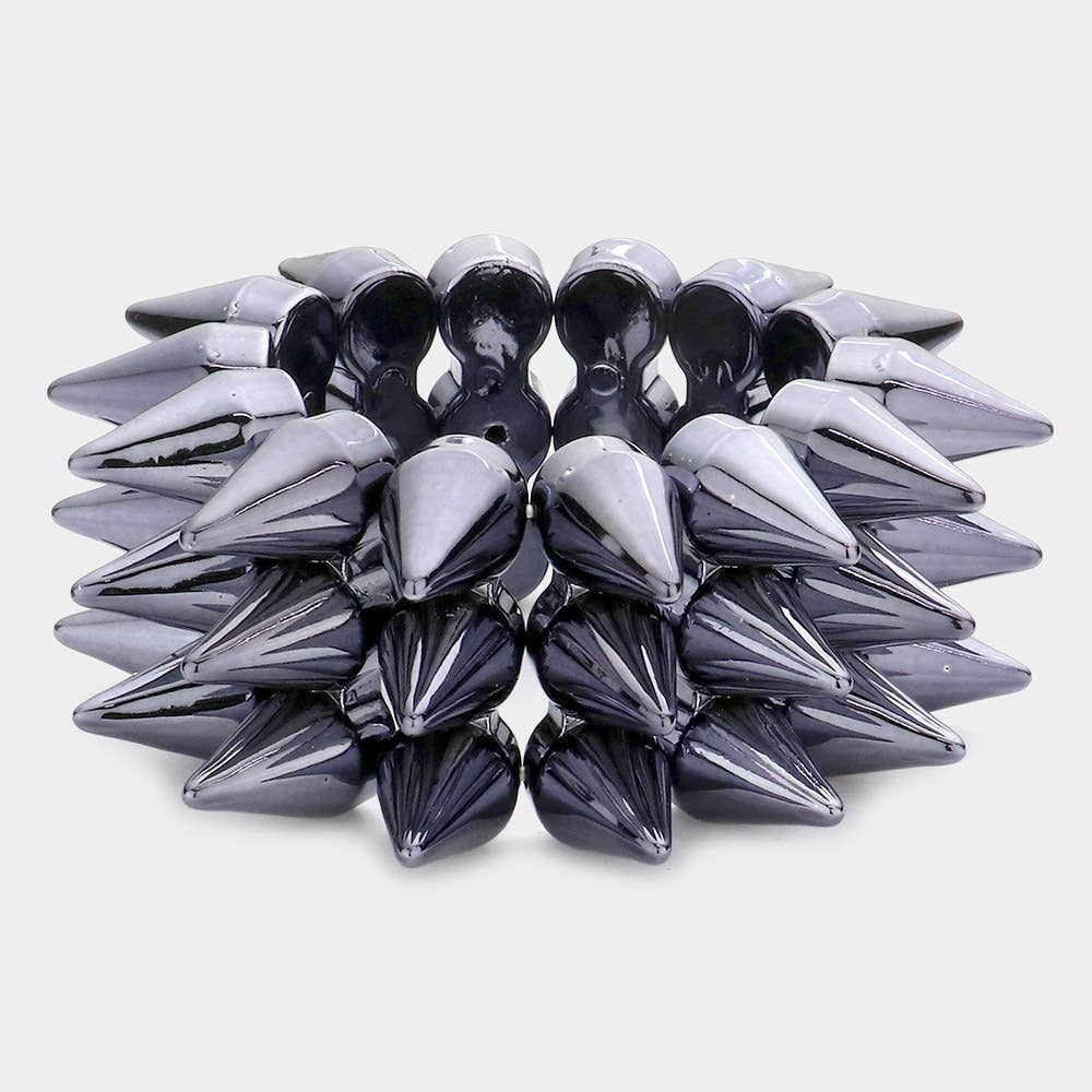 3 Rows Spike Cone Stud Stretch Bracelet
