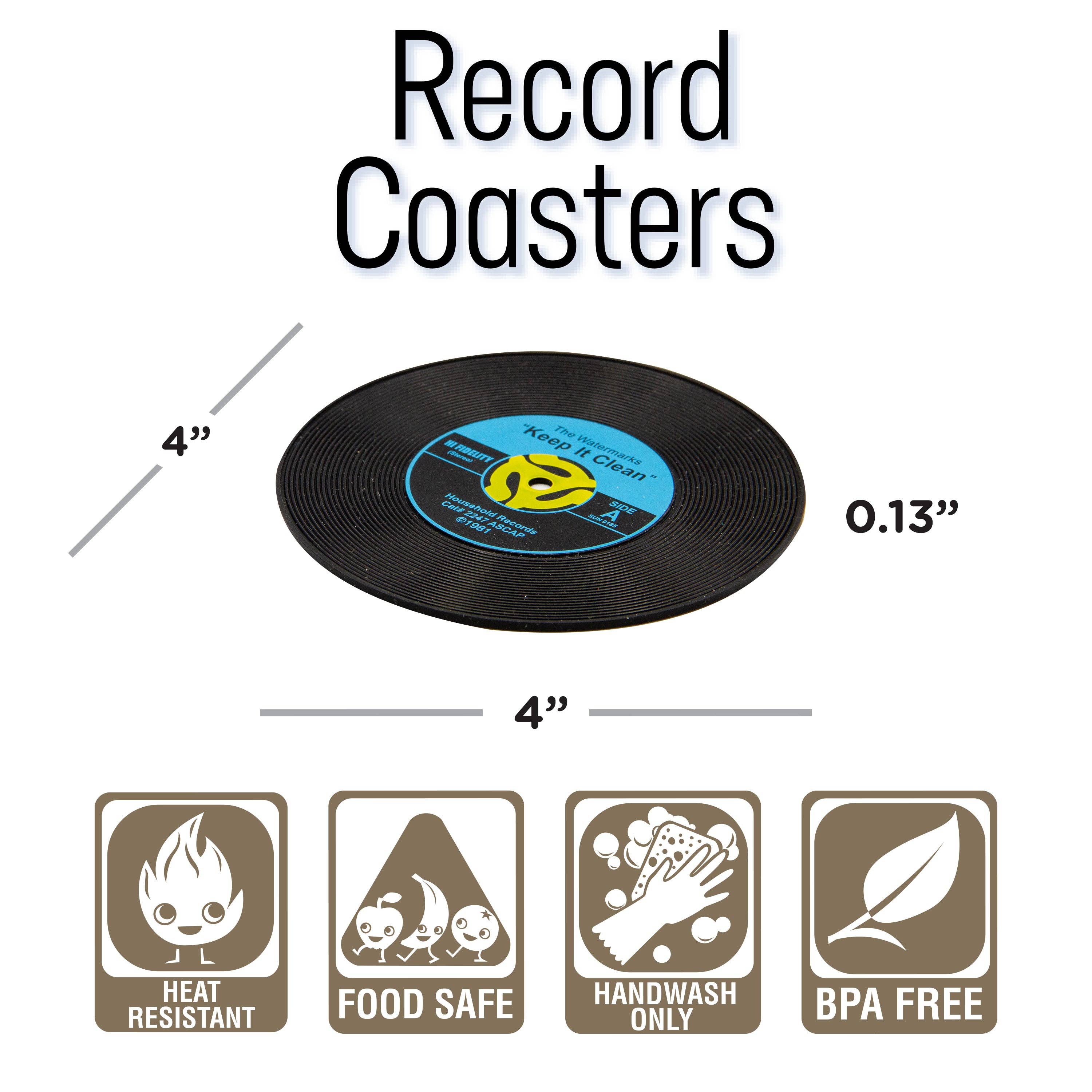 4 Record Coasters Set